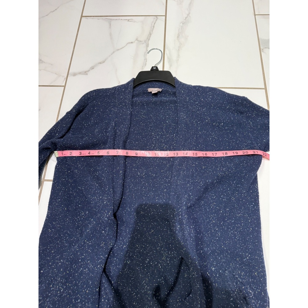 J Jill Women's Blue Open Front Cardigan Sweater Cotton Angora‎ Blend Size Large - Picture 7 of 8